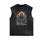 Distressed Sleeveless King Graphic Tee