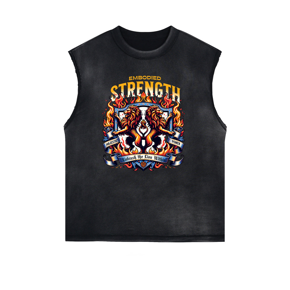 Distressed Sleeveless King Graphic Tee