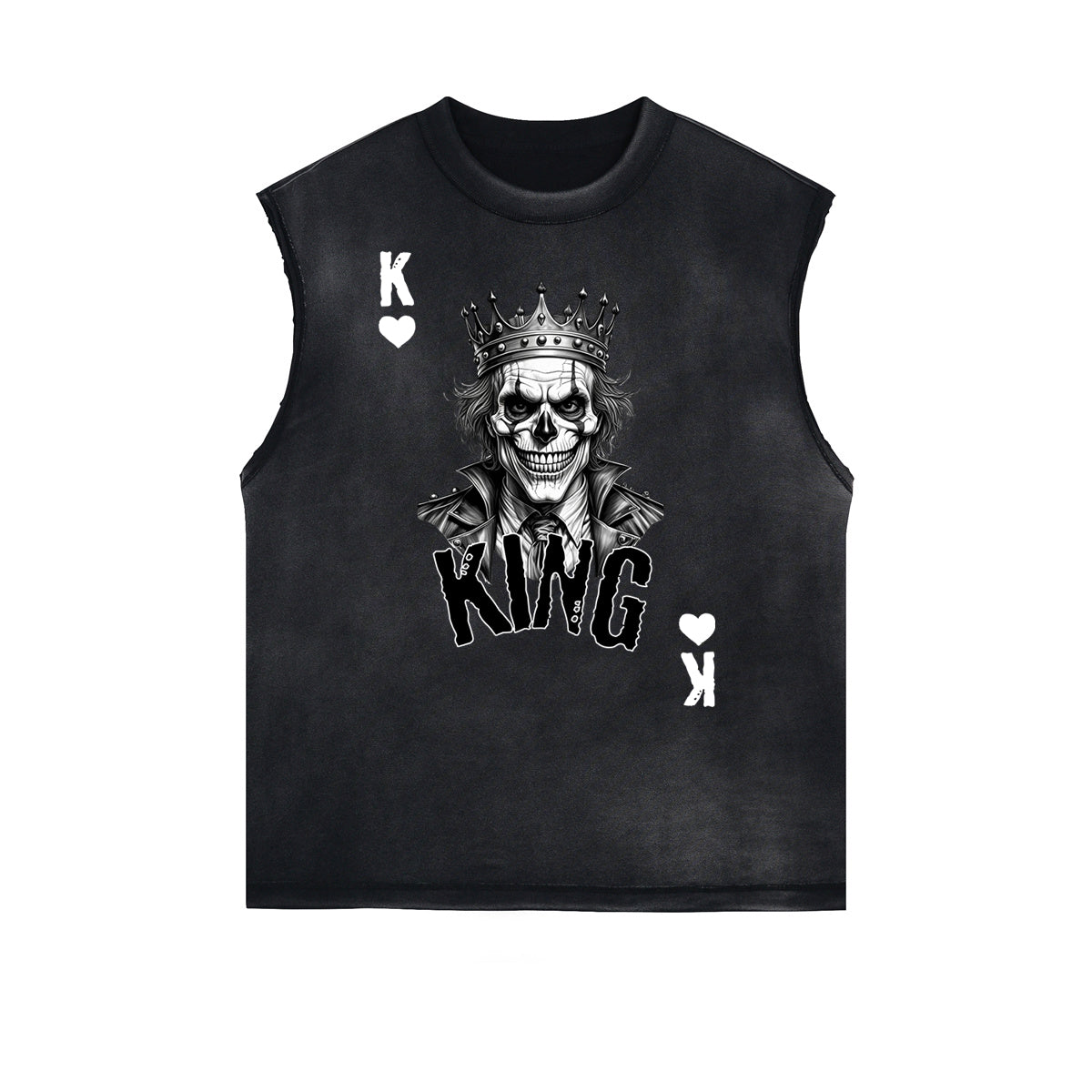Distressed Sleeveless King Graphic Tee