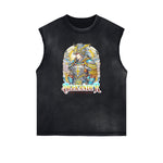 Distressed Sleeveless King Graphic Tee