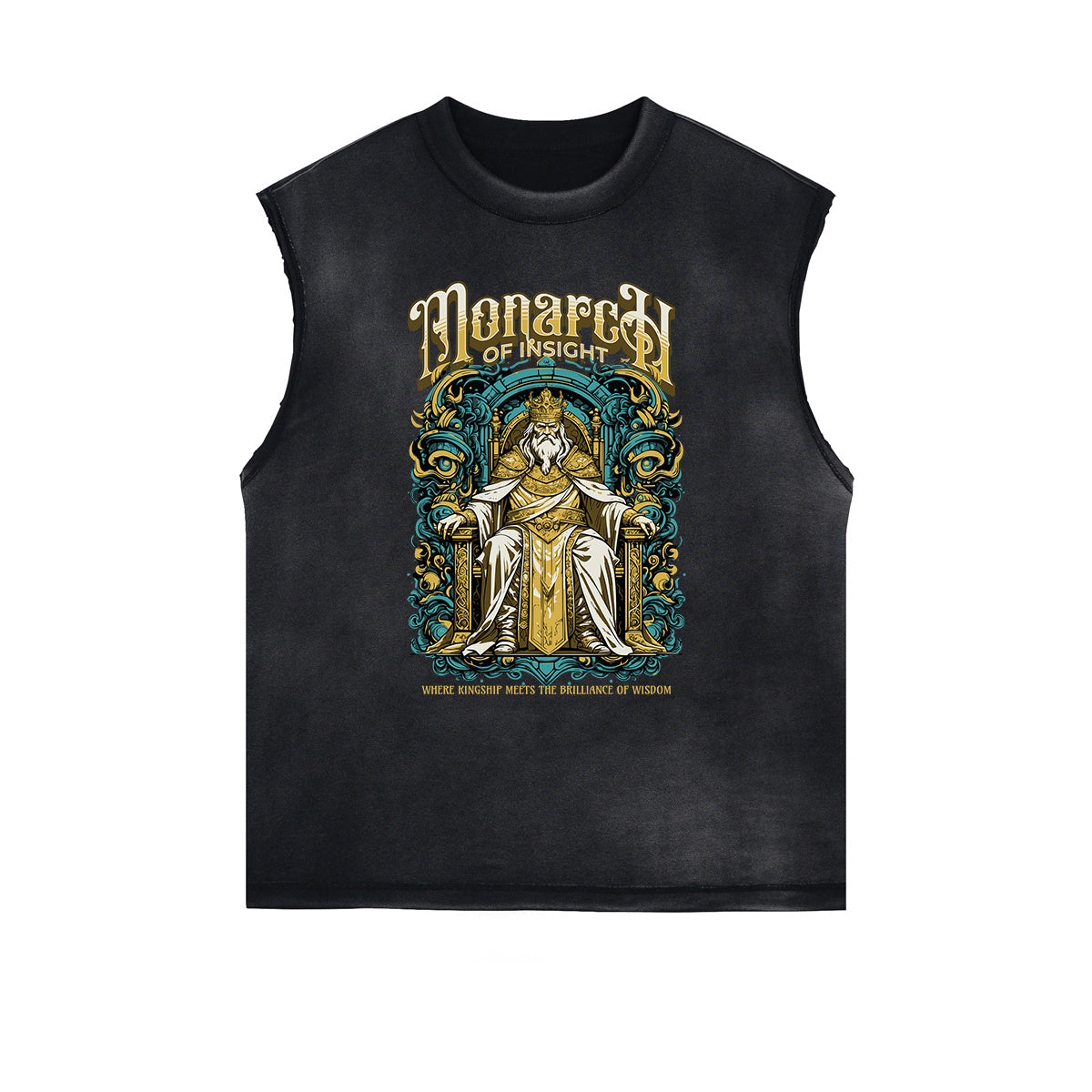 Distressed Sleeveless King Graphic Tee