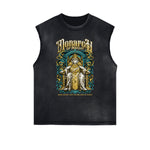 Distressed Sleeveless King Graphic Tee