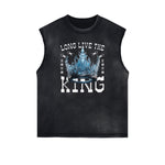 Distressed Sleeveless King Graphic Tee