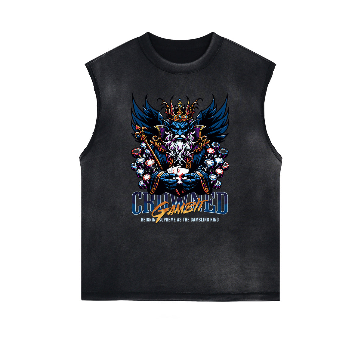 Distressed Sleeveless King Graphic Tee