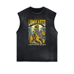 Distressed Sleeveless King Graphic Tee