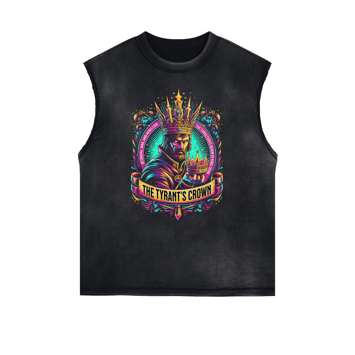 Distressed Sleeveless King Graphic Tee
