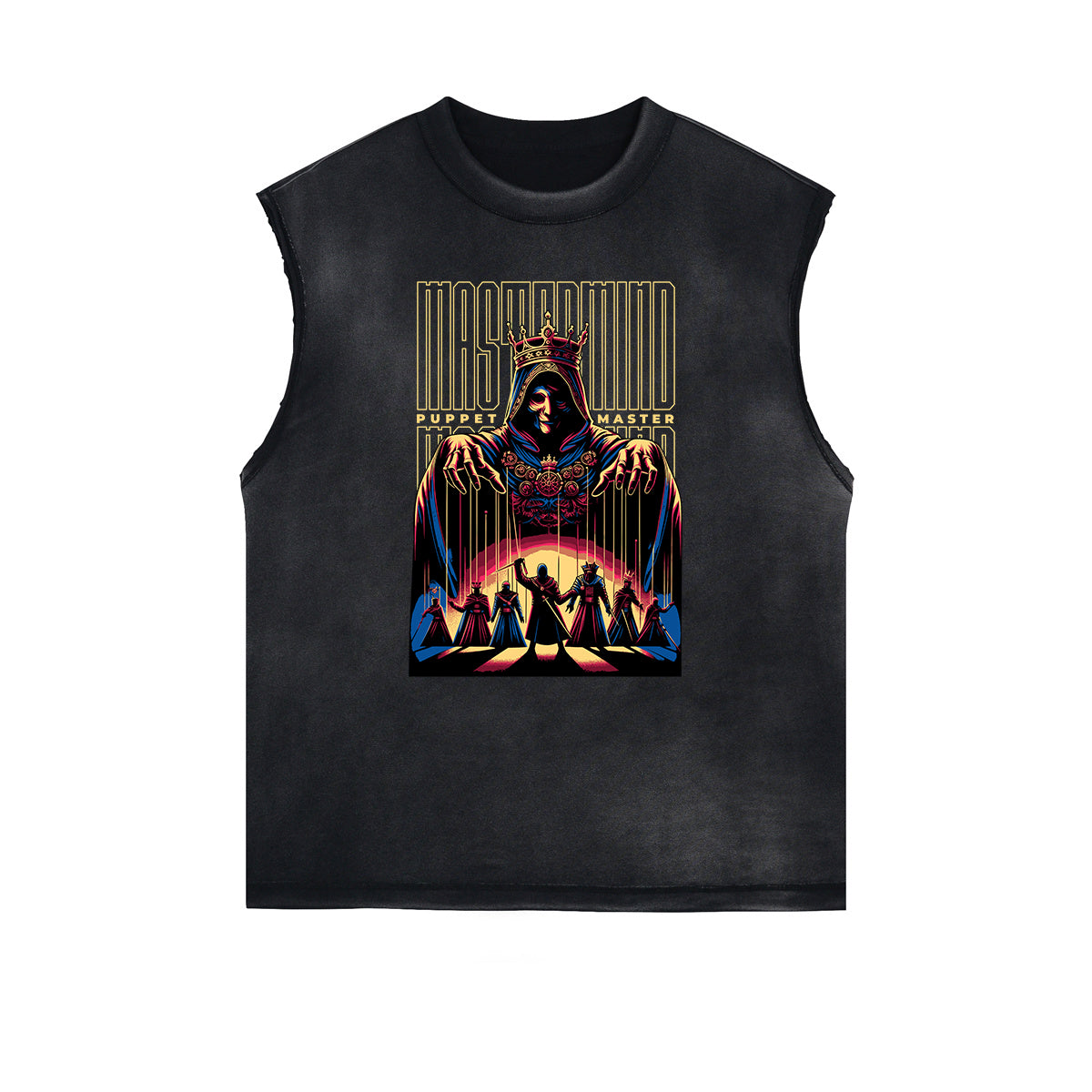 Distressed Sleeveless King Graphic Tee