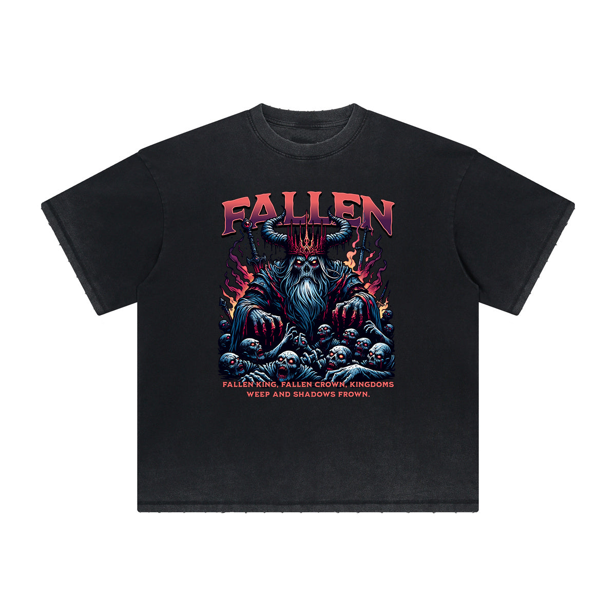 Vintage-Washed Frayed King Graphic Tee