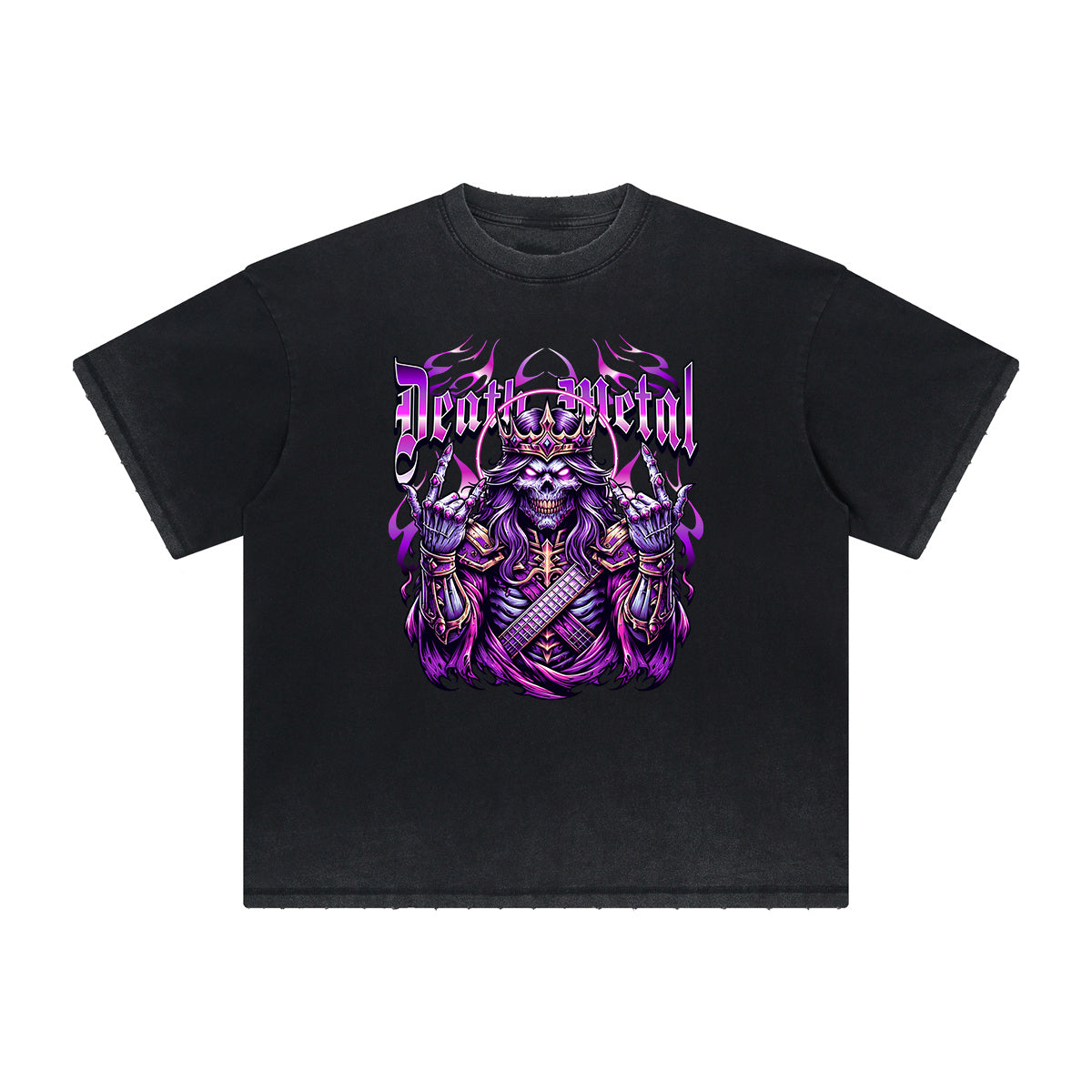 Vintage-Washed Frayed King Graphic Tee