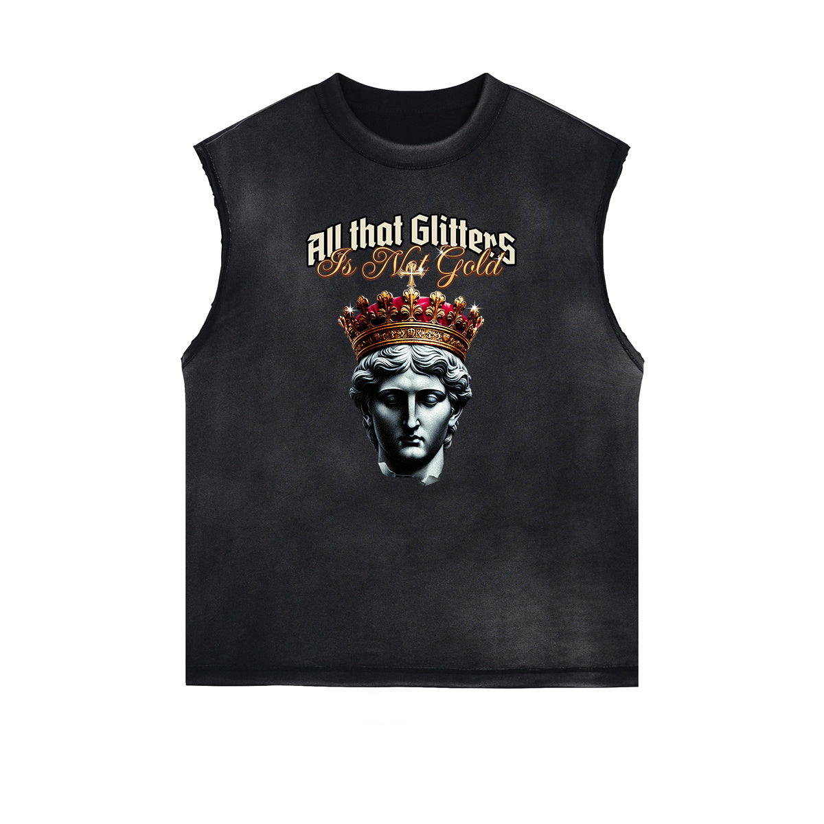 Distressed Sleeveless King Graphic Tee