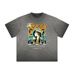 Vintage-Washed Frayed Queen Graphic Tee