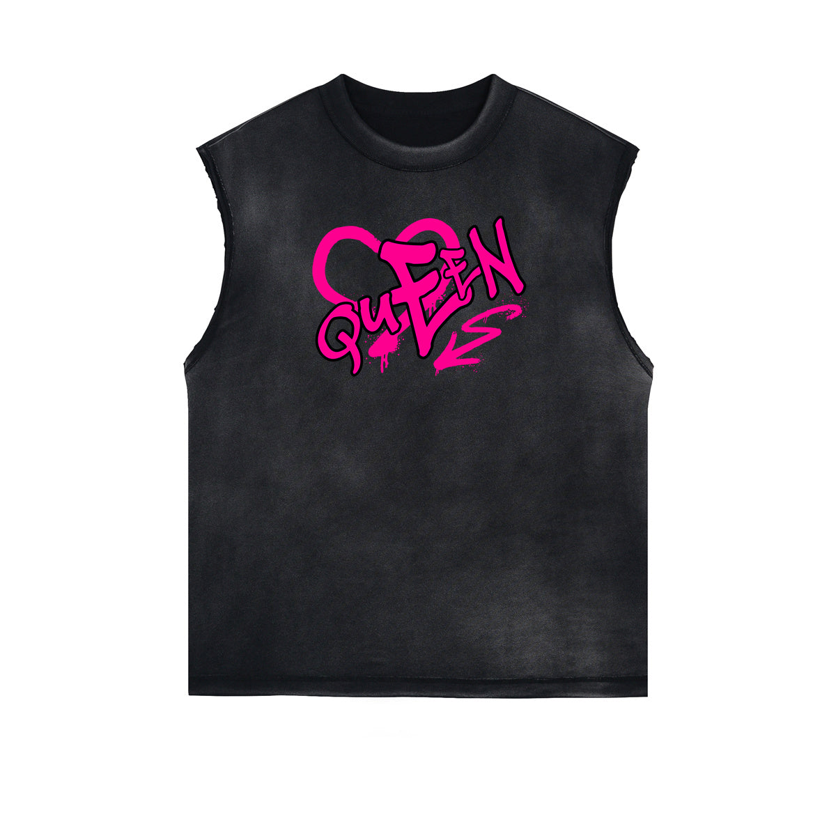Distressed Sleeveless Queen Pattern Tee