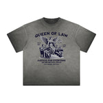 Vintage-Washed Frayed Queen Graphic Tee