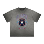 Vintage-Washed Frayed Queen Graphic Tee