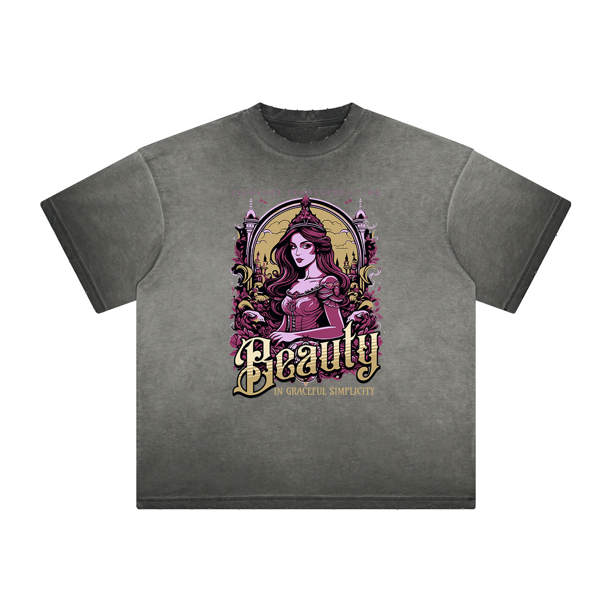 Vintage-Washed Frayed Queen Graphic Tee