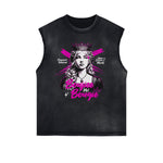 Distressed Sleeveless Queen Pattern Tee