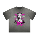 Vintage-Washed Frayed Queen Graphic Tee