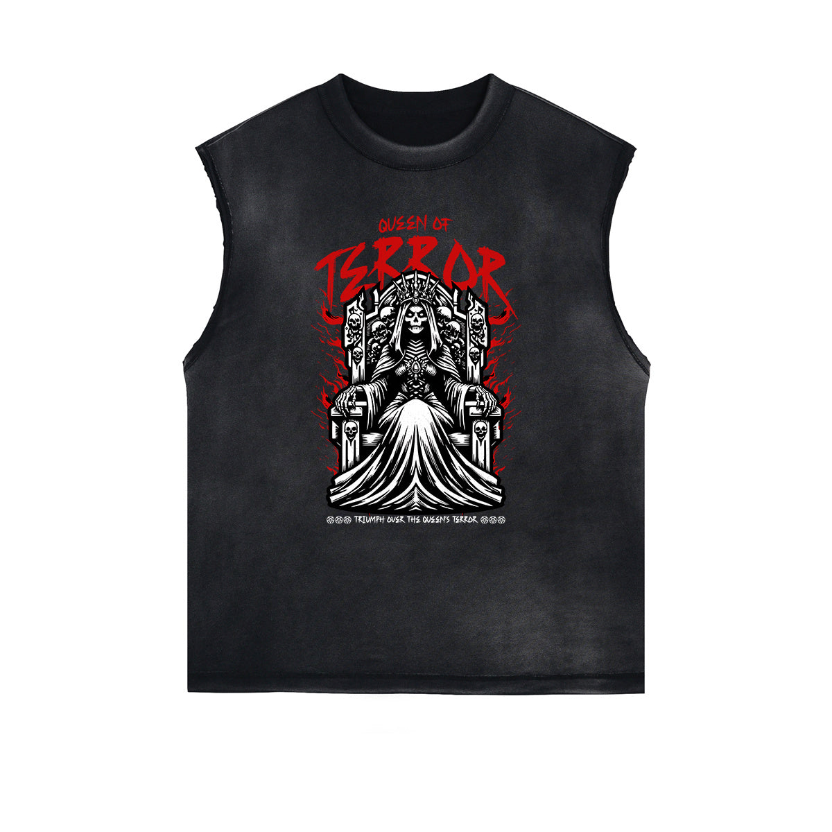 Distressed Sleeveless Queen Pattern Tee