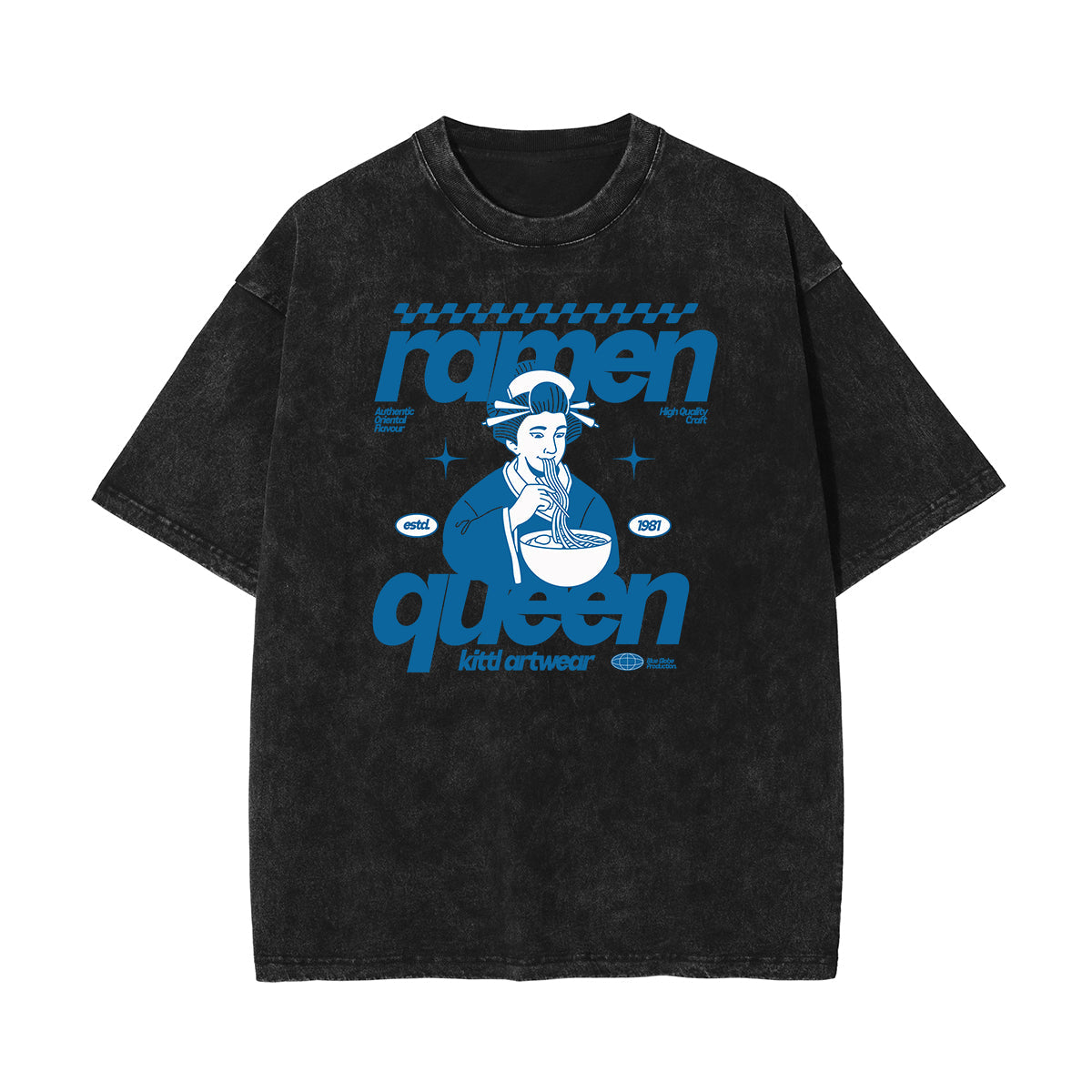 Stone-Washed Queen Graphic T-Shirt