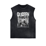 Distressed Sleeveless Queen Pattern Tee