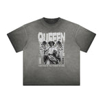 Vintage-Washed Frayed Queen Graphic Tee
