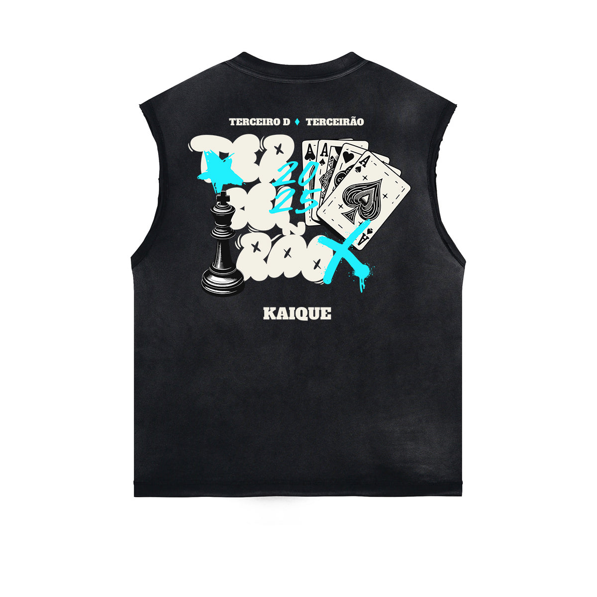 Distressed Poker Graffiti Sleeveless Tee