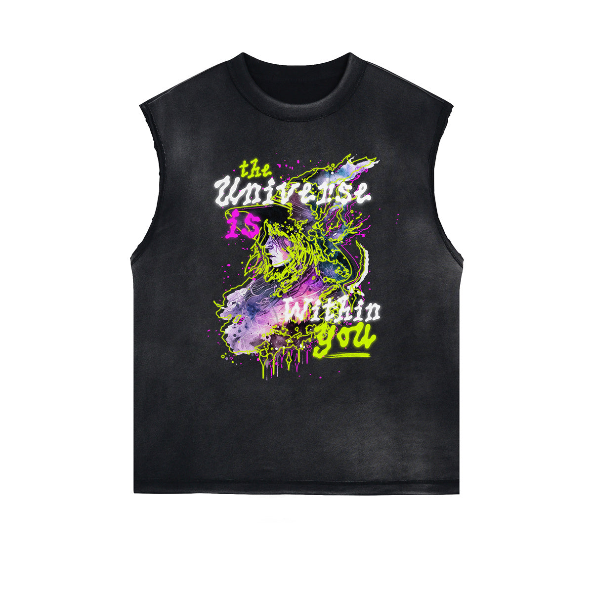 Distressed Street Art Graffiti Sleeveless Tee