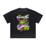 Vintage-Washed Frayed-Hem Graffiti Tee