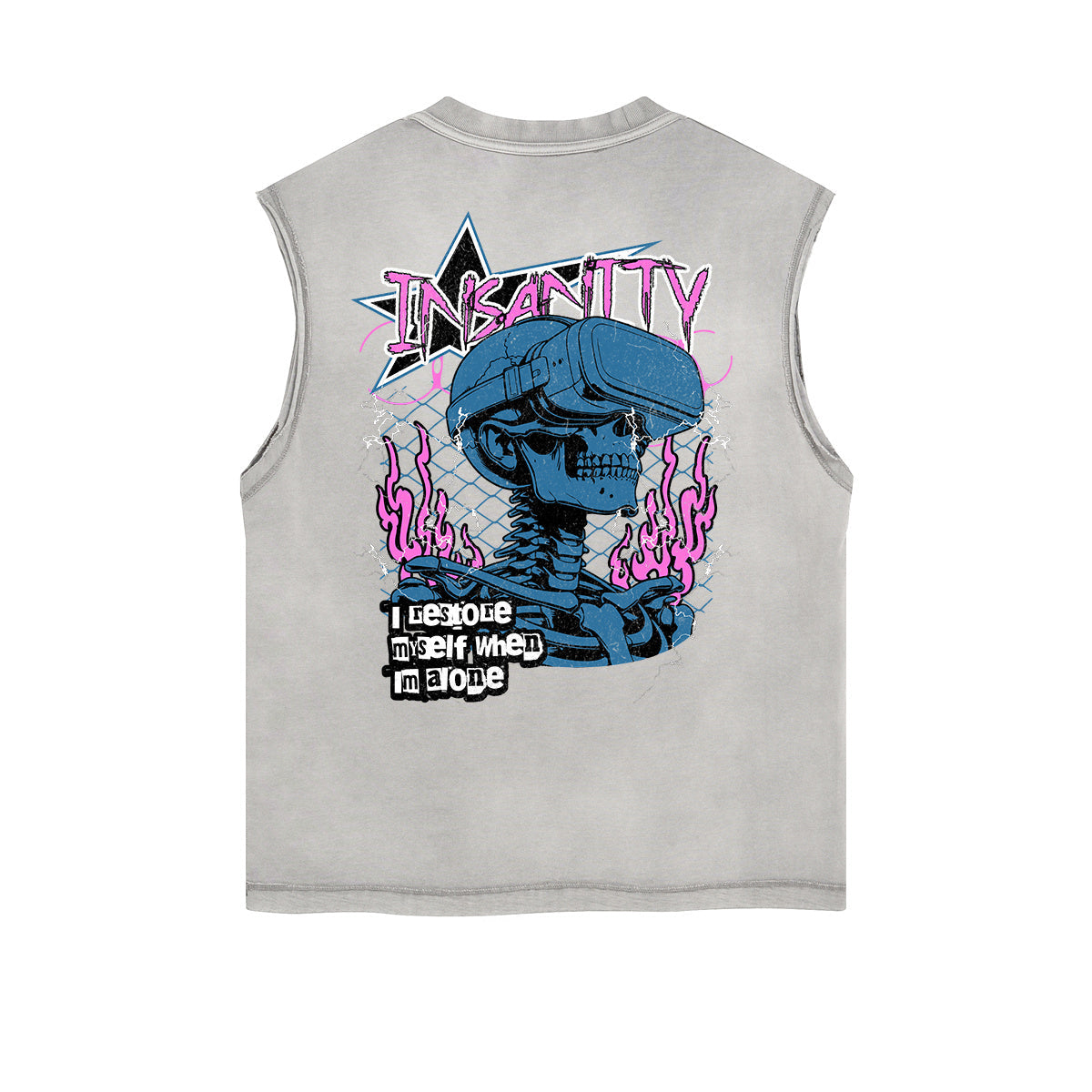 Frayed-Hem Street Art Graffiti Tank Top