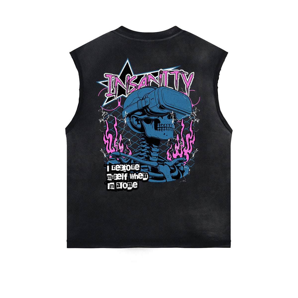 Distressed Street Art Graffiti Sleeveless Tee