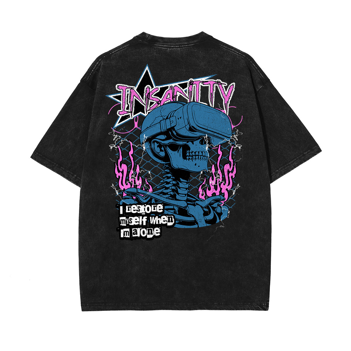 Garment-Washed Street Art Graffiti Cotton Tee