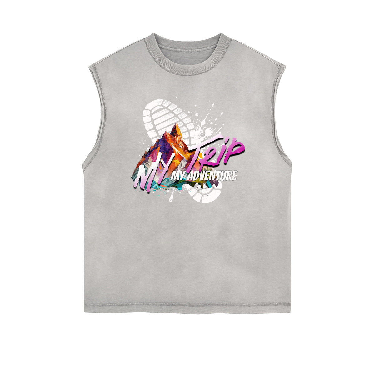 Frayed-Hem Street Art Graffiti Tank Top