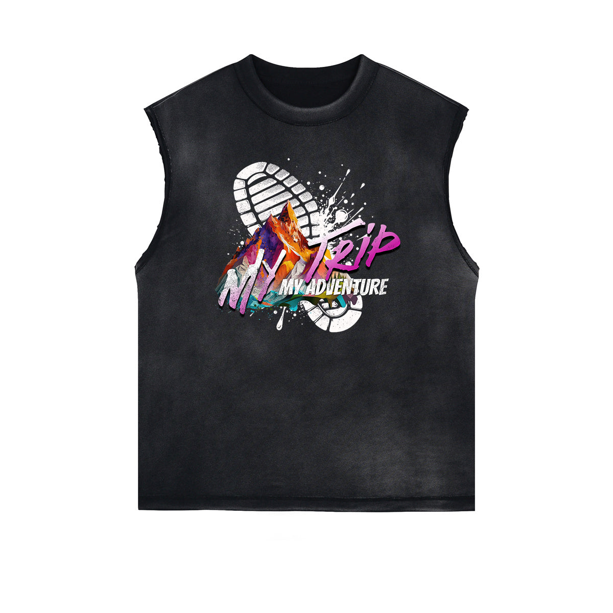 Distressed Street Art Graffiti Sleeveless Tee