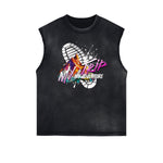 Distressed Street Art Graffiti Sleeveless Tee
