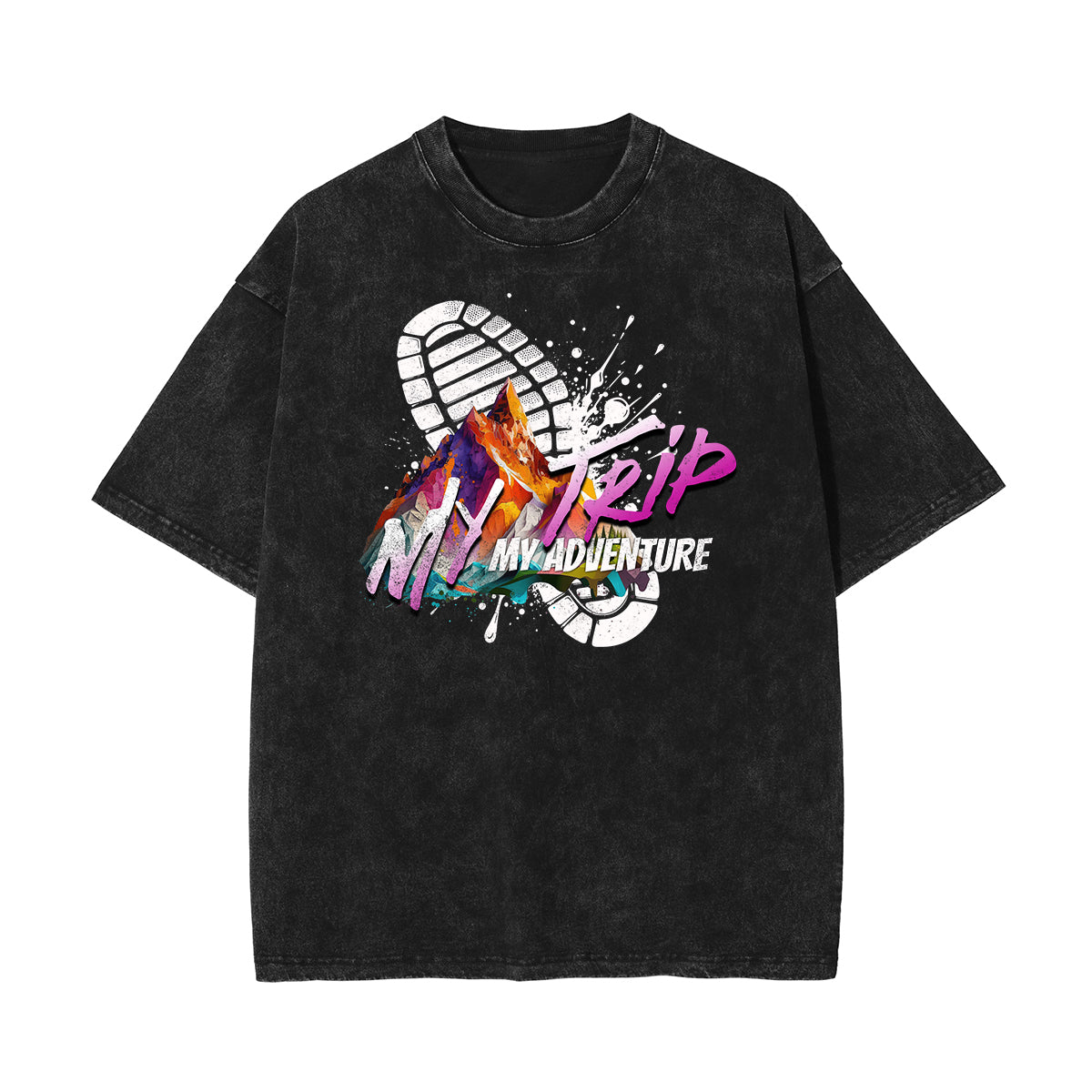 Garment-Washed Street Art Graffiti Cotton Tee