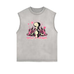 Frayed-Hem Street Art Graffiti Tank Top