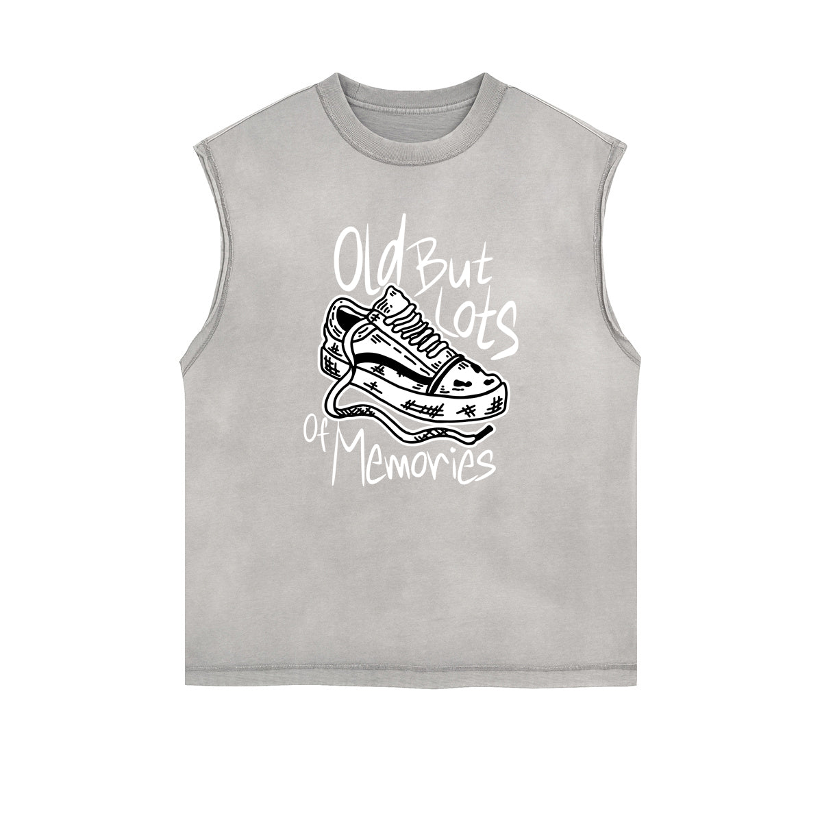 Frayed-Hem Street Art Graffiti Tank Top