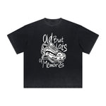 Vintage-Washed Frayed-Hem Graffiti Tee