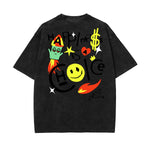 Garment-Washed Street Art Graffiti Cotton Tee