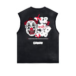 Distressed Sleeveless Clown Graffiti Tee