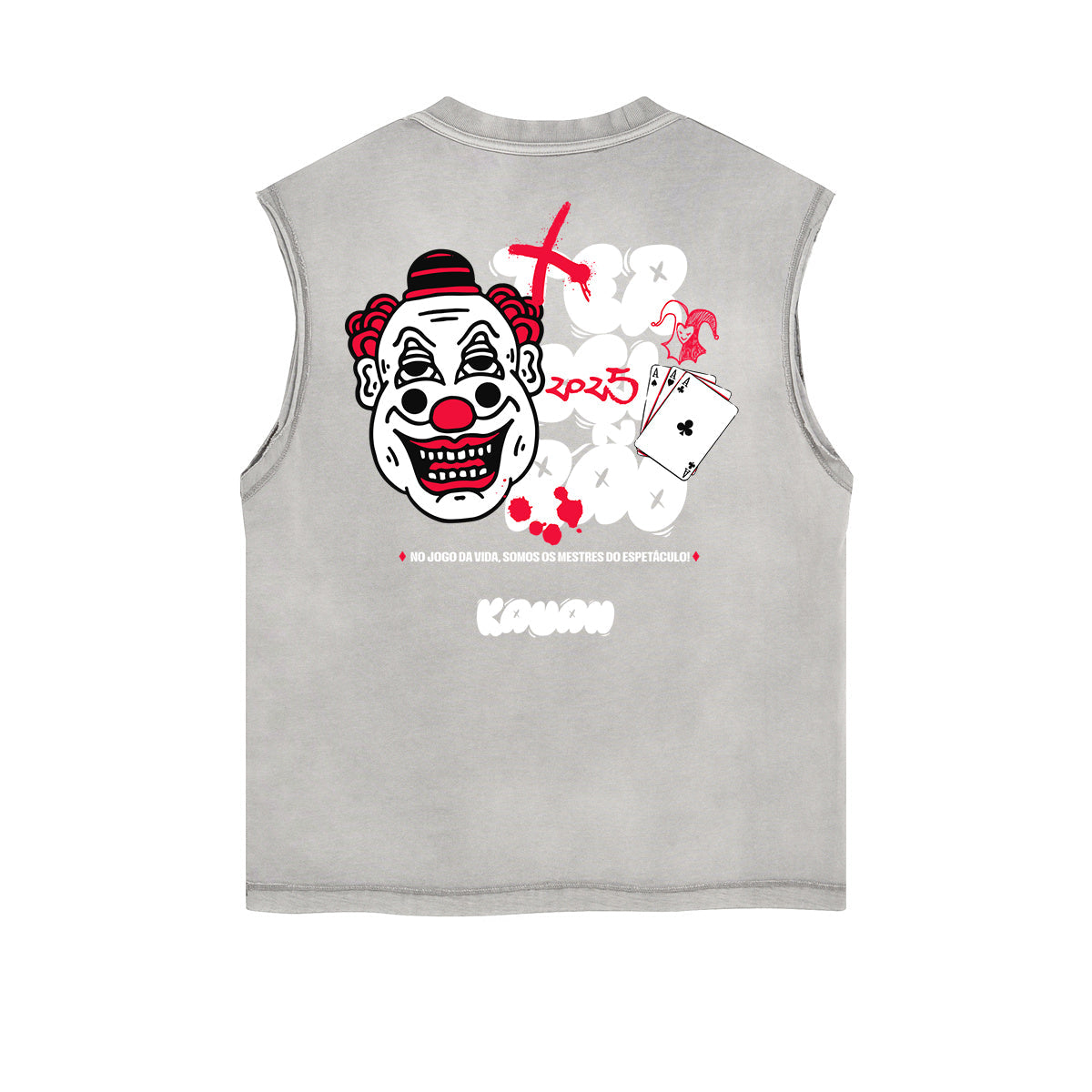 Distressed Sleeveless Clown Graffiti Tee