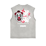 Distressed Sleeveless Clown Graffiti Tee