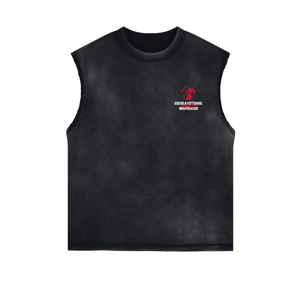 Distressed Sleeveless Clown Graffiti Tee