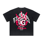 Vintage-Washed Frayed-Hem Graffiti Tee