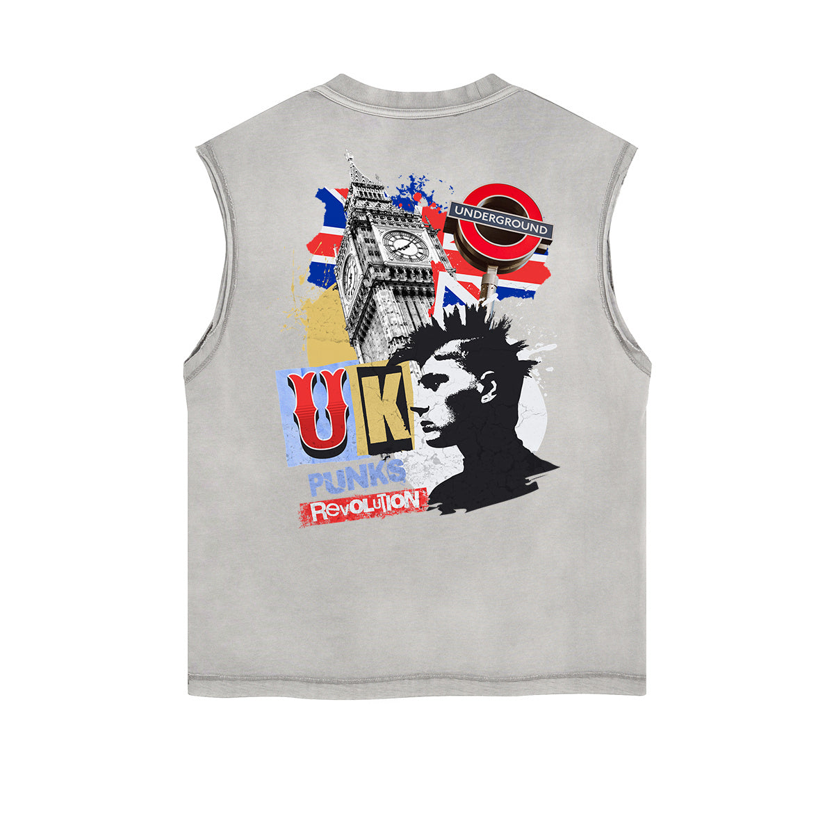 Frayed-Hem Street Art Graffiti Tank Top