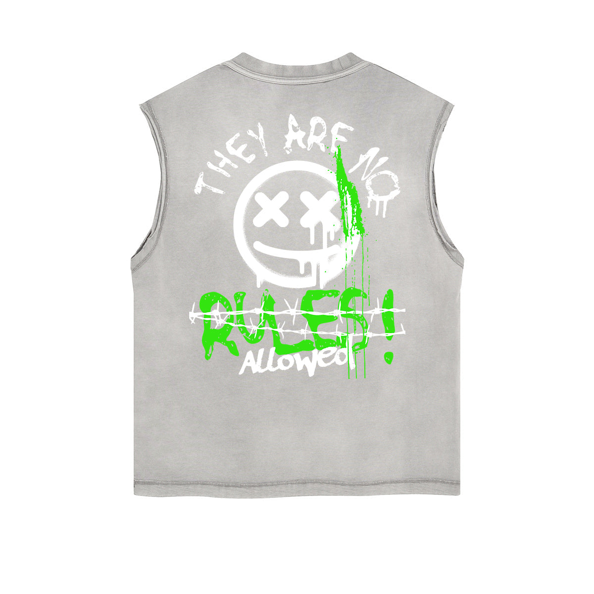Frayed-Hem Street Art Graffiti Tank Top