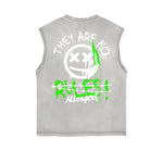 Frayed-Hem Street Art Graffiti Tank Top
