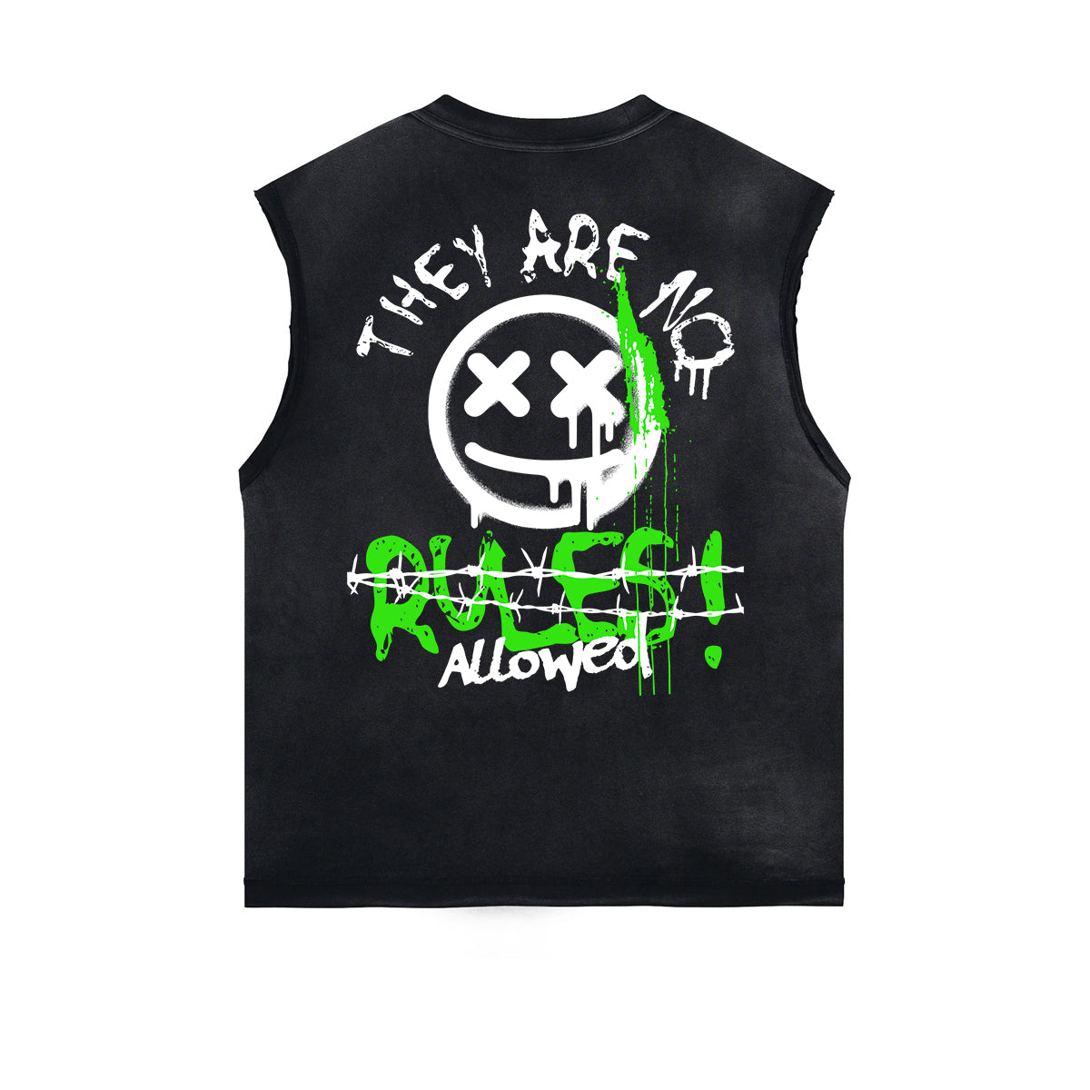 Distressed Street Art Graffiti Sleeveless Tee