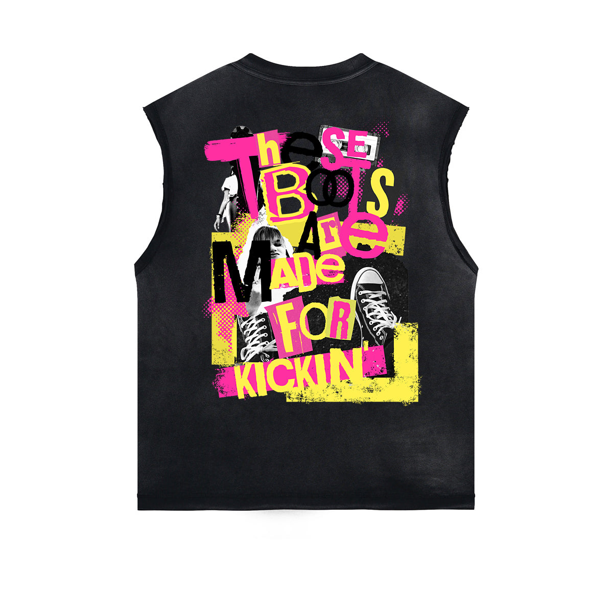 Distressed Street Art Graffiti Sleeveless Tee