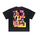 Vintage-Washed Frayed-Hem Graffiti Tee